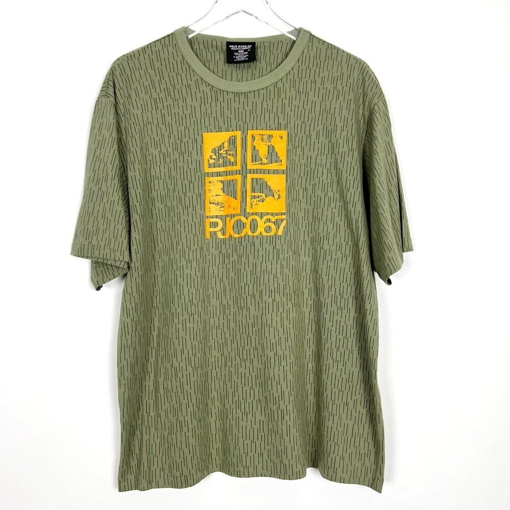 NWT Polo Jeans Co. Ralph Lauren T-Shirt Mens XL Olive Green Himalayan Trek Tee